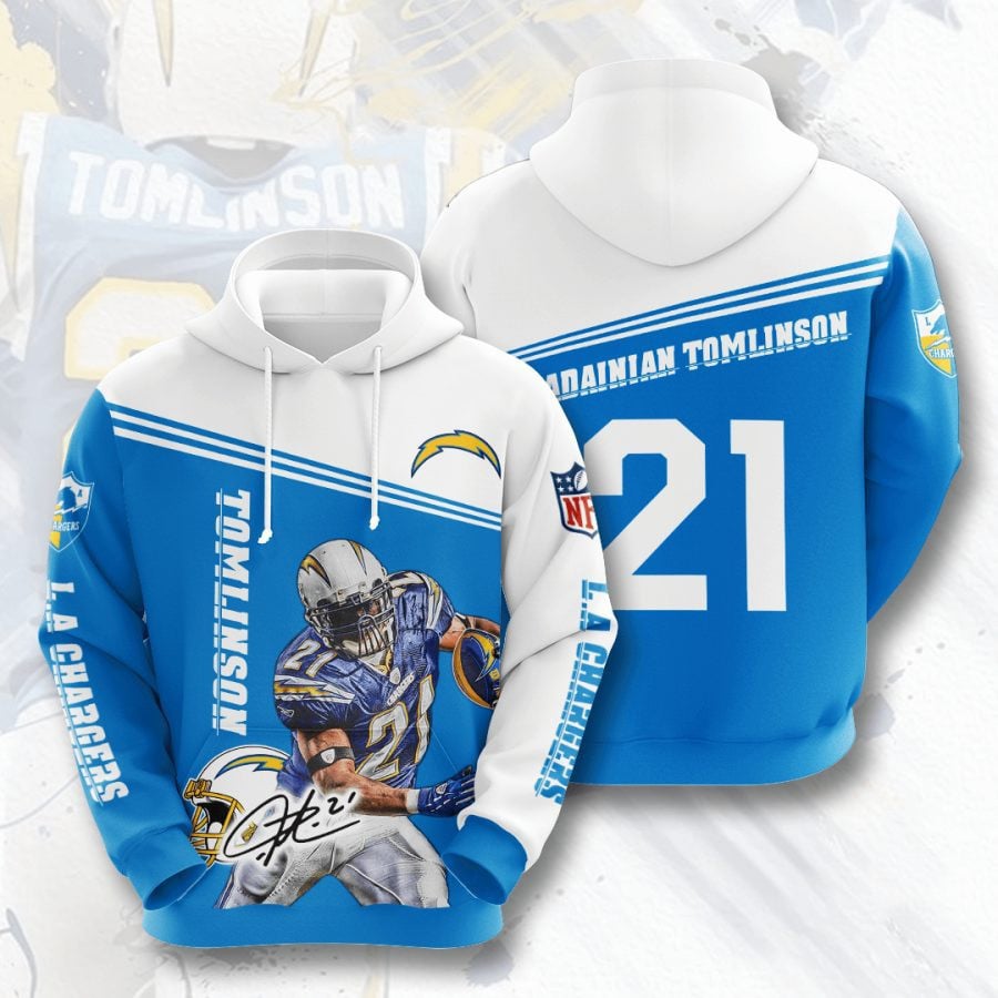 Sport-Team Los Angeles Chargers Ladainian Tomlinson Powder Blue White Pullover Hoodie Aop Shirt