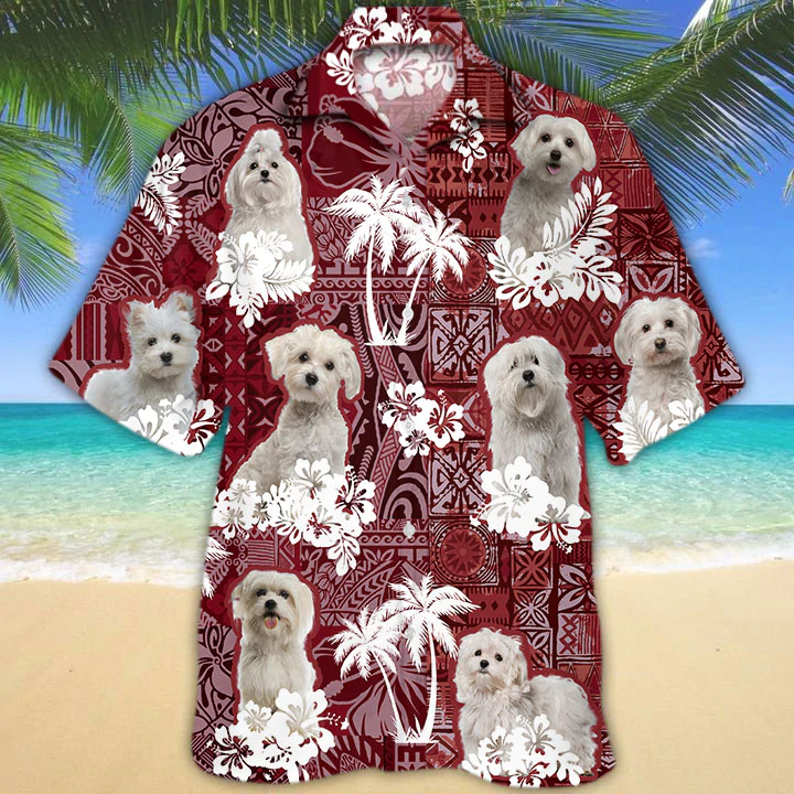 Maltese Hawaiian Shirt, Gift For Dog Lover Shirts, Maltese Beach Shirt, Men’S Hawaiian Shirt