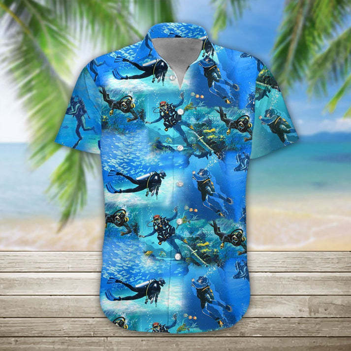 3D Scuba Diving Hawaiian Shirt For Men And Women