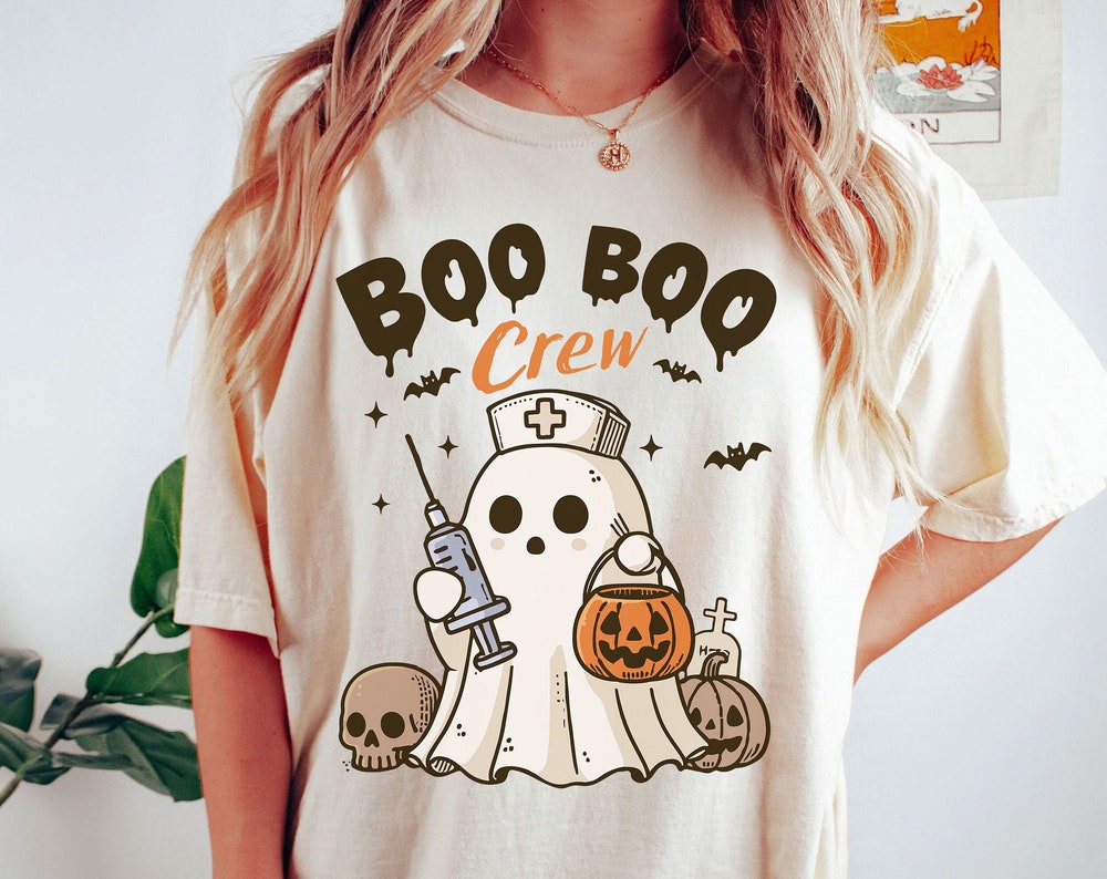 Comfort Color, Halloween Nurse t-shirt, Retro Halloween Shirt, Funny Halloween Nurse t-shirt, Halloween Gift for Nurse,  - Onlyshirt Fashion