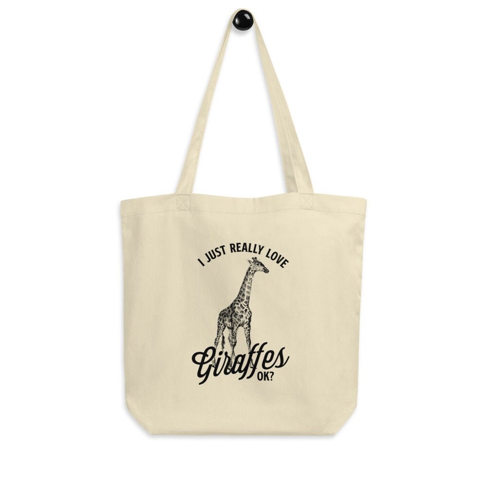 I Just Really Love Giraffes Eco Tote Bag – Giraffe Canvas Tote Bag, Giraffe Lover Gift, Giraffe Bag, Giraffe Library Tote, Safari Bag