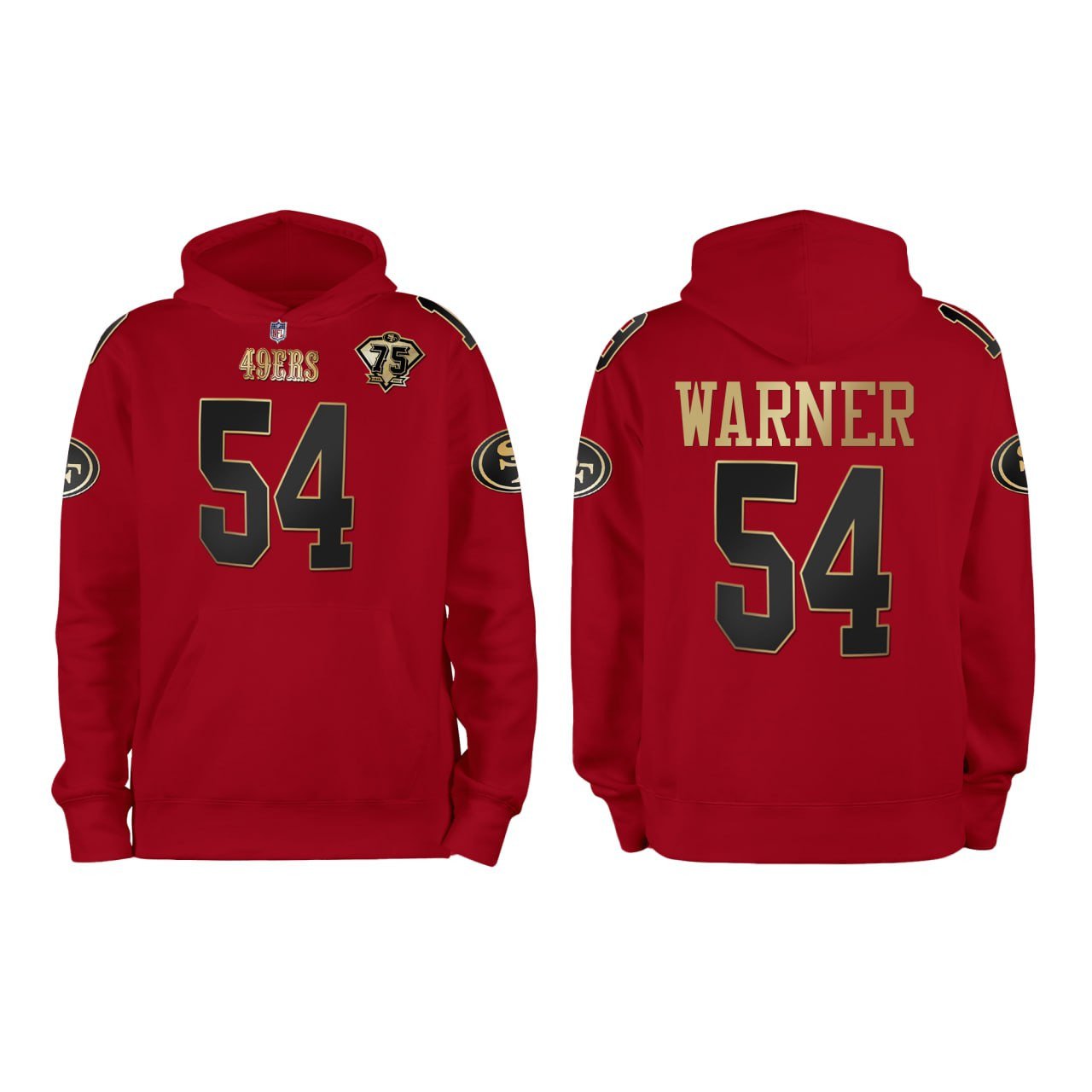 Warner #54 Kansas City Chiefs Scarlet Hoodie – Stitched