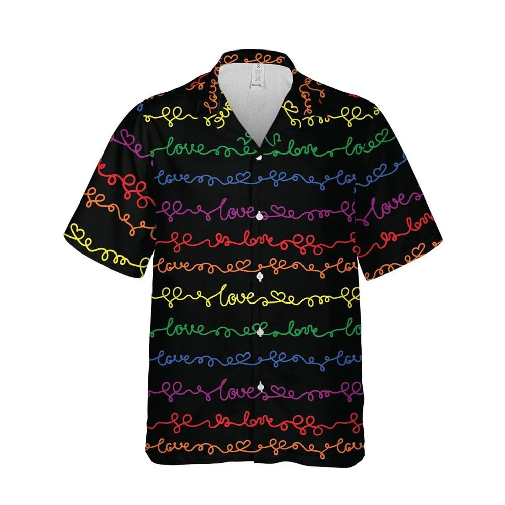 Beach Shirt Lgbt Gay Pride Love Pattern Unisex Hawaii Shirt , Aloha Shirt, Lesbian Hawaiian Shirts