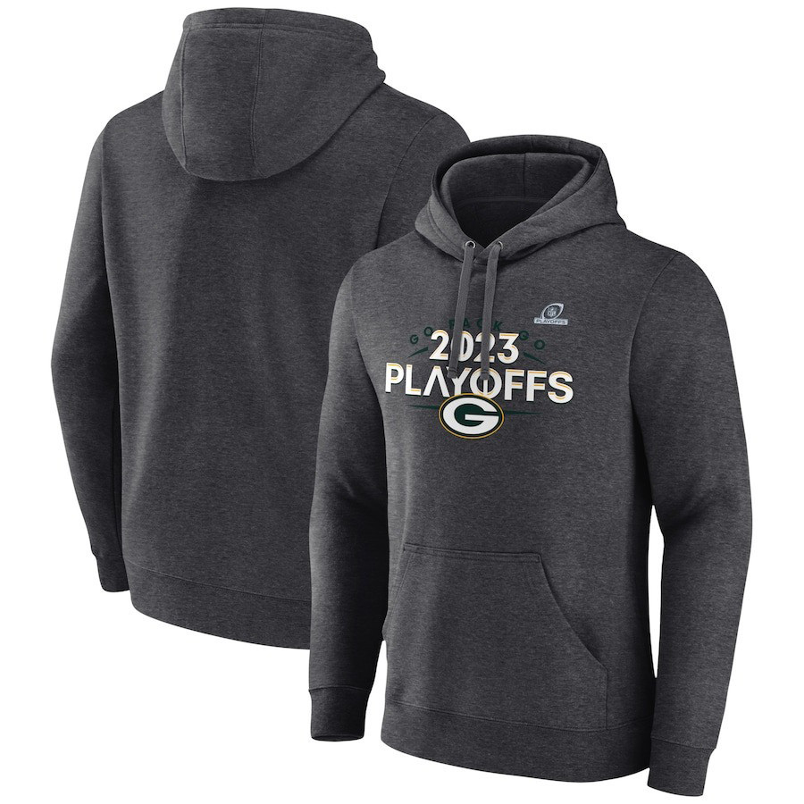 Green Bay Packers 2023 NFL Playoffs Heather Charcoal Print 2D Hoodie