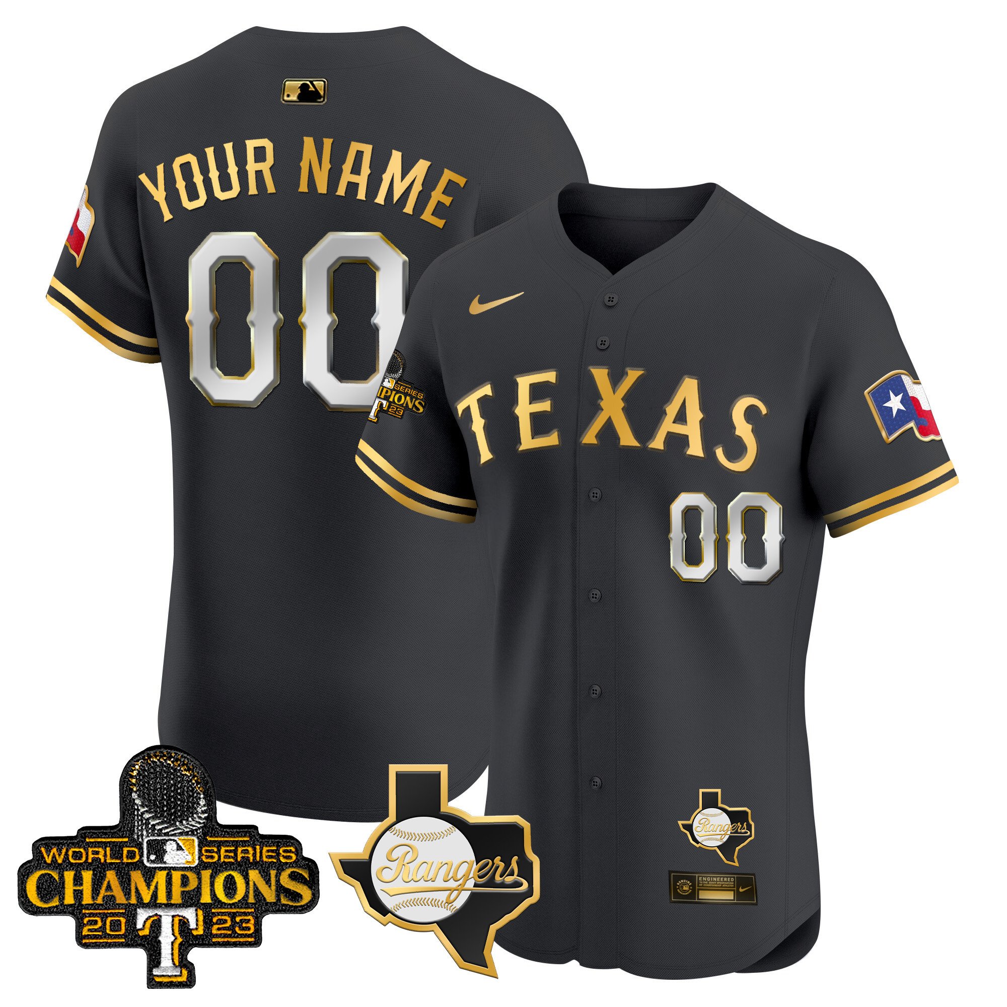 Texas Rangers World Series Champions Vapor Premier Elite Custom Jersey V2 – All Stitched