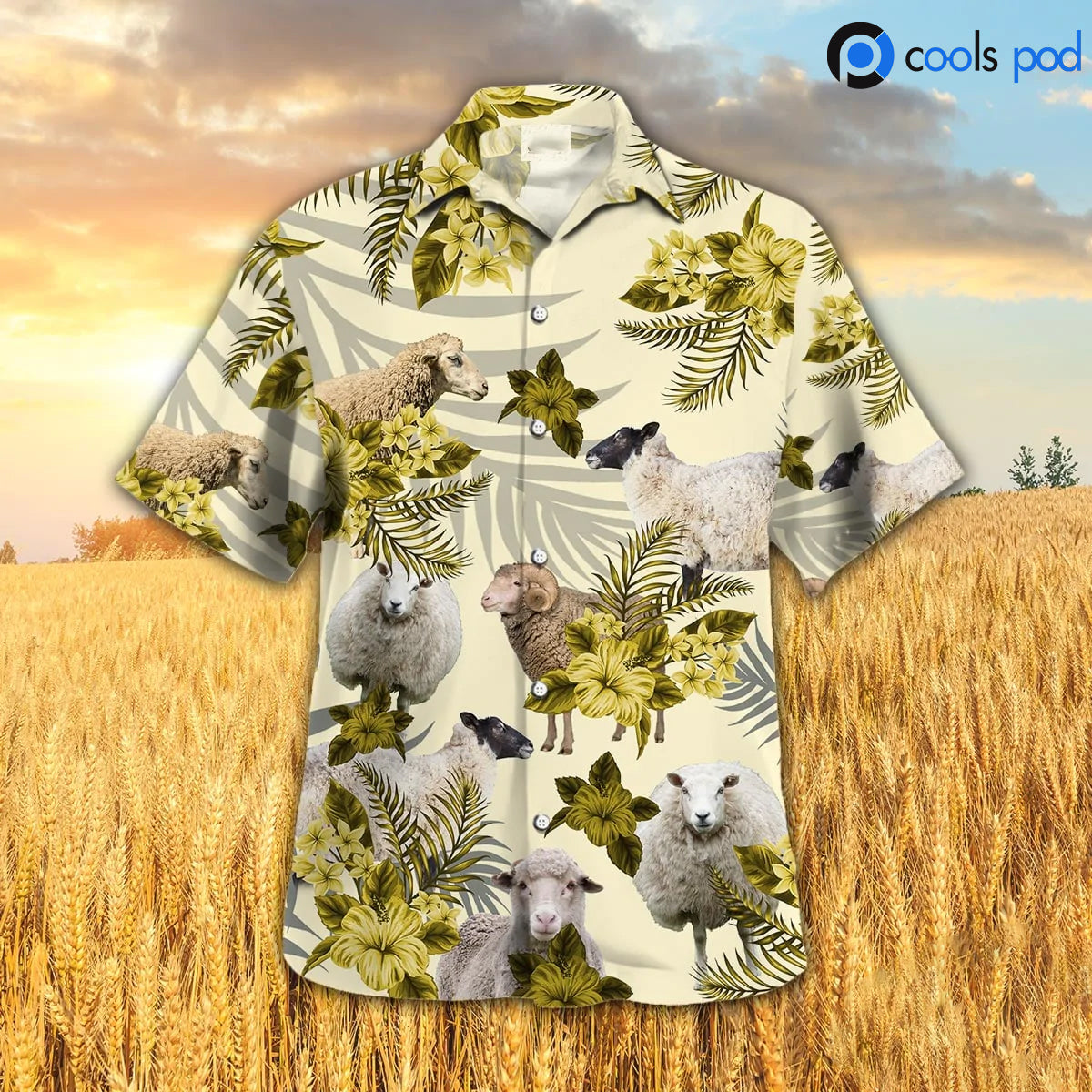 Sheep Hibiscus Yellow Pattern Hawaiian Shirt, Sheep Premium Hawaiian Shirts For Men Women