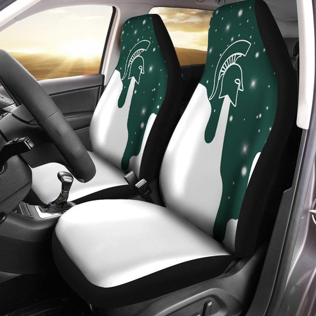 Michigan State Spartans White Green Car Seat Cover Set CSC8308