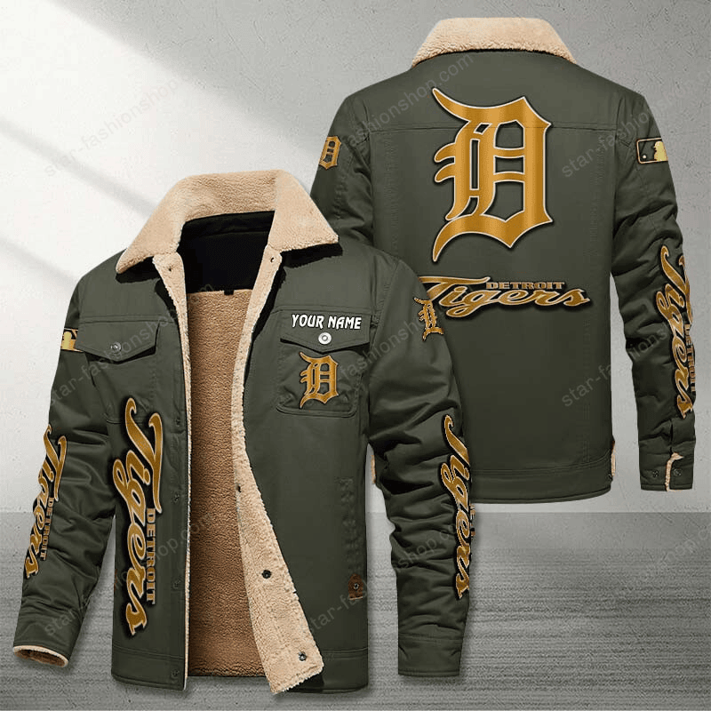 Detroit Tigers Green Custom Name Stand Collar Jacket