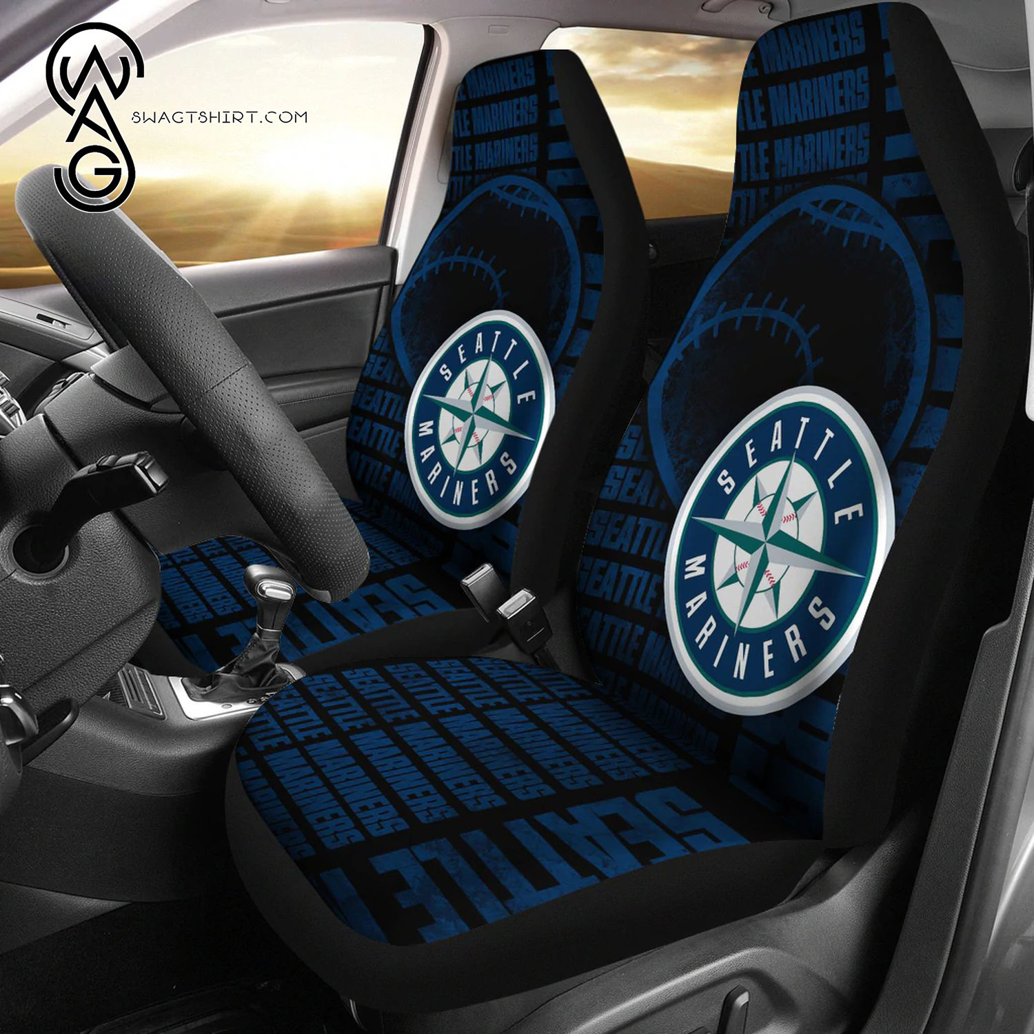 Major League Baseball Seattle Mariners Sports Team Car Seat Cover Set CSC8458