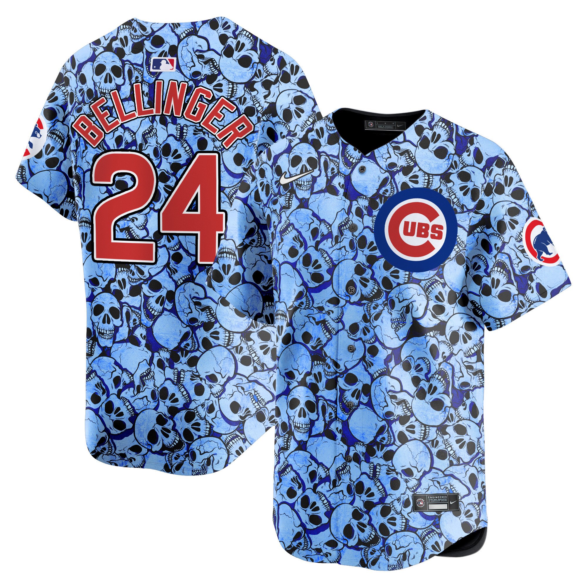 Unisex Chicago Cubs Halloween Skull Pile Vapor Premier Limited Jersey – Printed