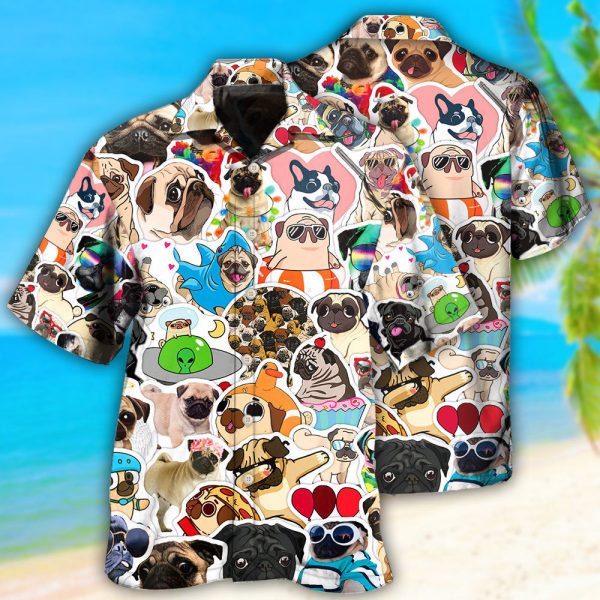 Pug Funny Dog Hawaiian Shirt Shorts Set Summer Beach Clothing Clothes Outfit For Men Ht