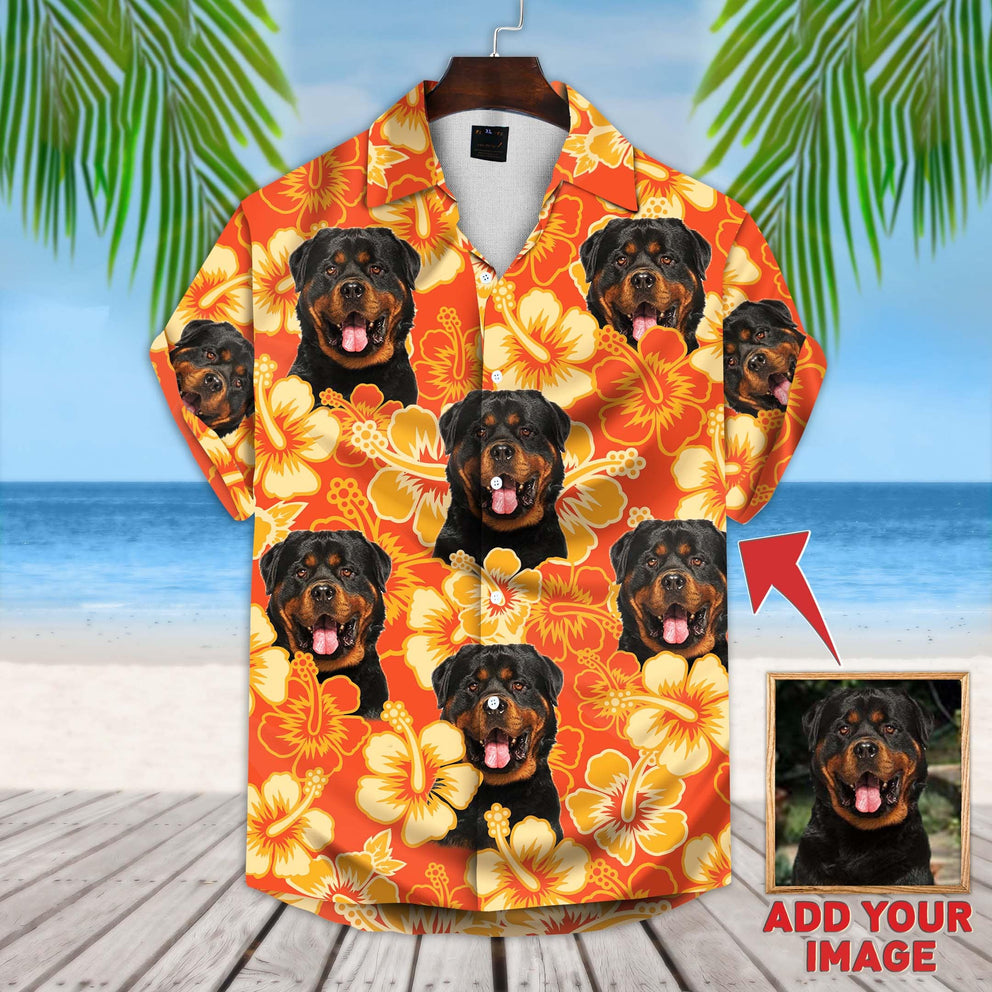 Custom Image Flowers Pattern Short-Sleeve Hawaiian Shirt, Summer Pet Shirt, Gift For Dog Cat Lover