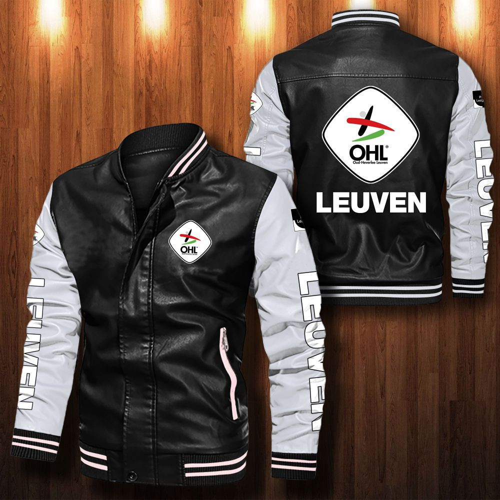 Oud-Heverlee Leuven Leather Varsity Jacket Bomber Coat