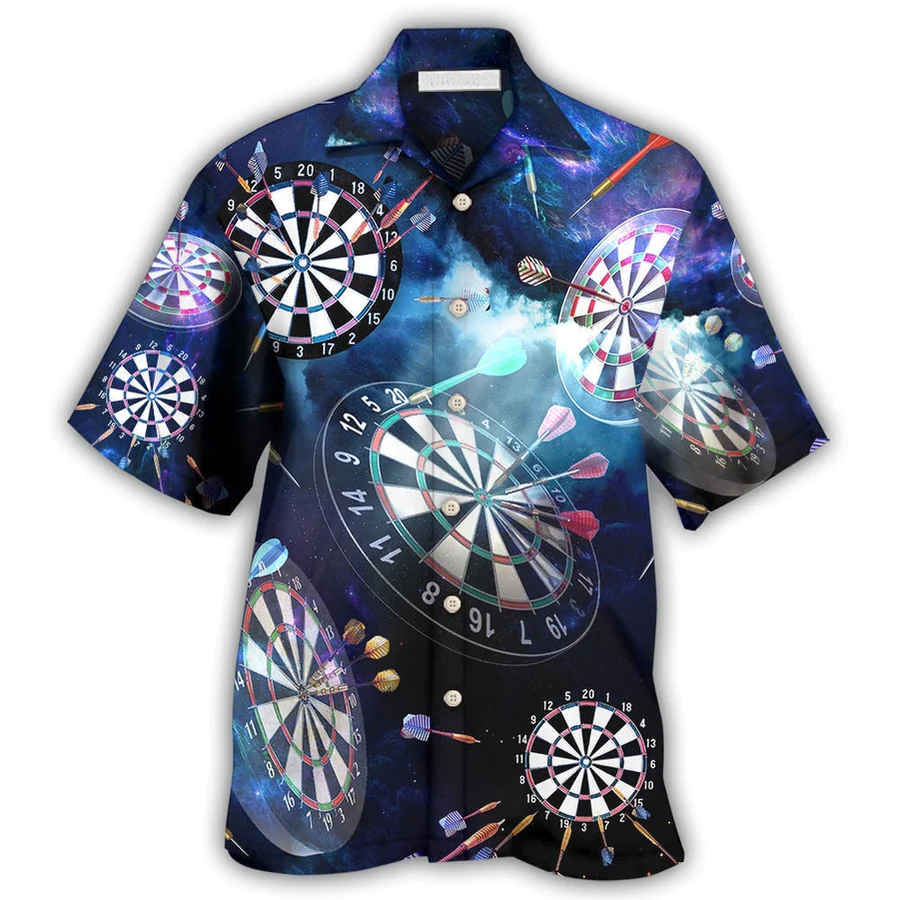 Darts Amazing Cool Into The Galaxy Hawaiian Shirt, Dartboard Pattern Hawaiian Shirt