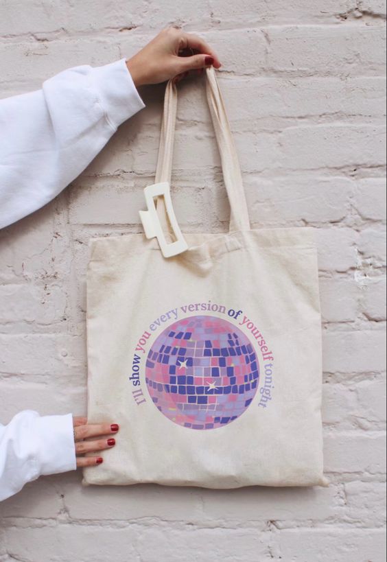 Ill Show You Every Version of Yourself Tonight Taylor Swift Mirrorball White Cotton Tote Eco Bag, Canvas Tote Bags, Tote Bag Design, Tote Bag Idea