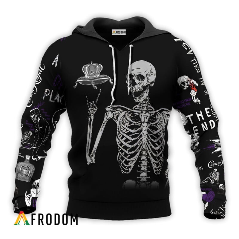 Crown Royal Rock And Roll Skeleton Skull Hoodie & Zip Hoodie