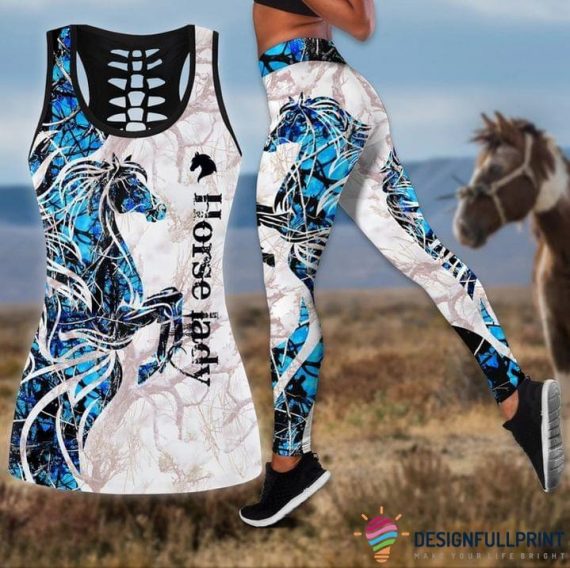 Horse Lover Horse Lady Camo Blue Tan …