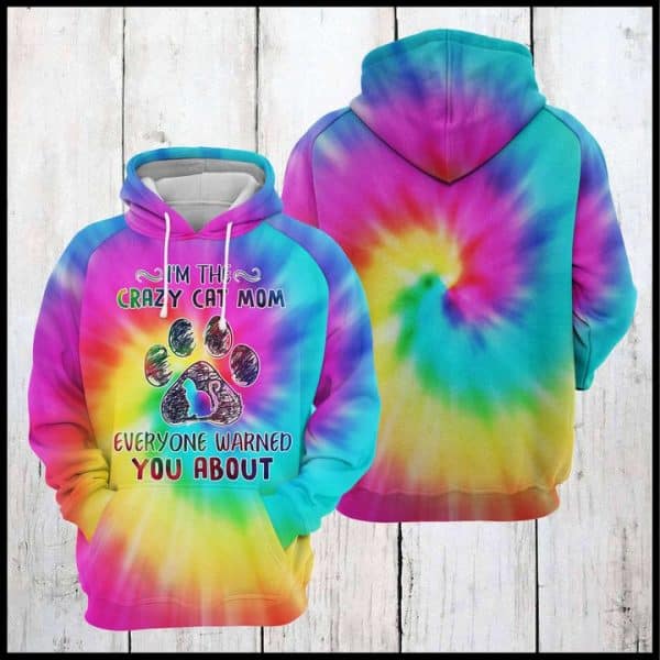 Cat Mom Tie Dye 3D Printed Hoodie/Zi …