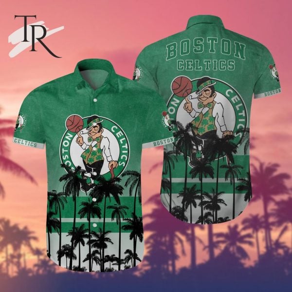 Nba Boston Celtics Tropical Palm Trees Pattern Team Logo 3D Hawaiian Shirt