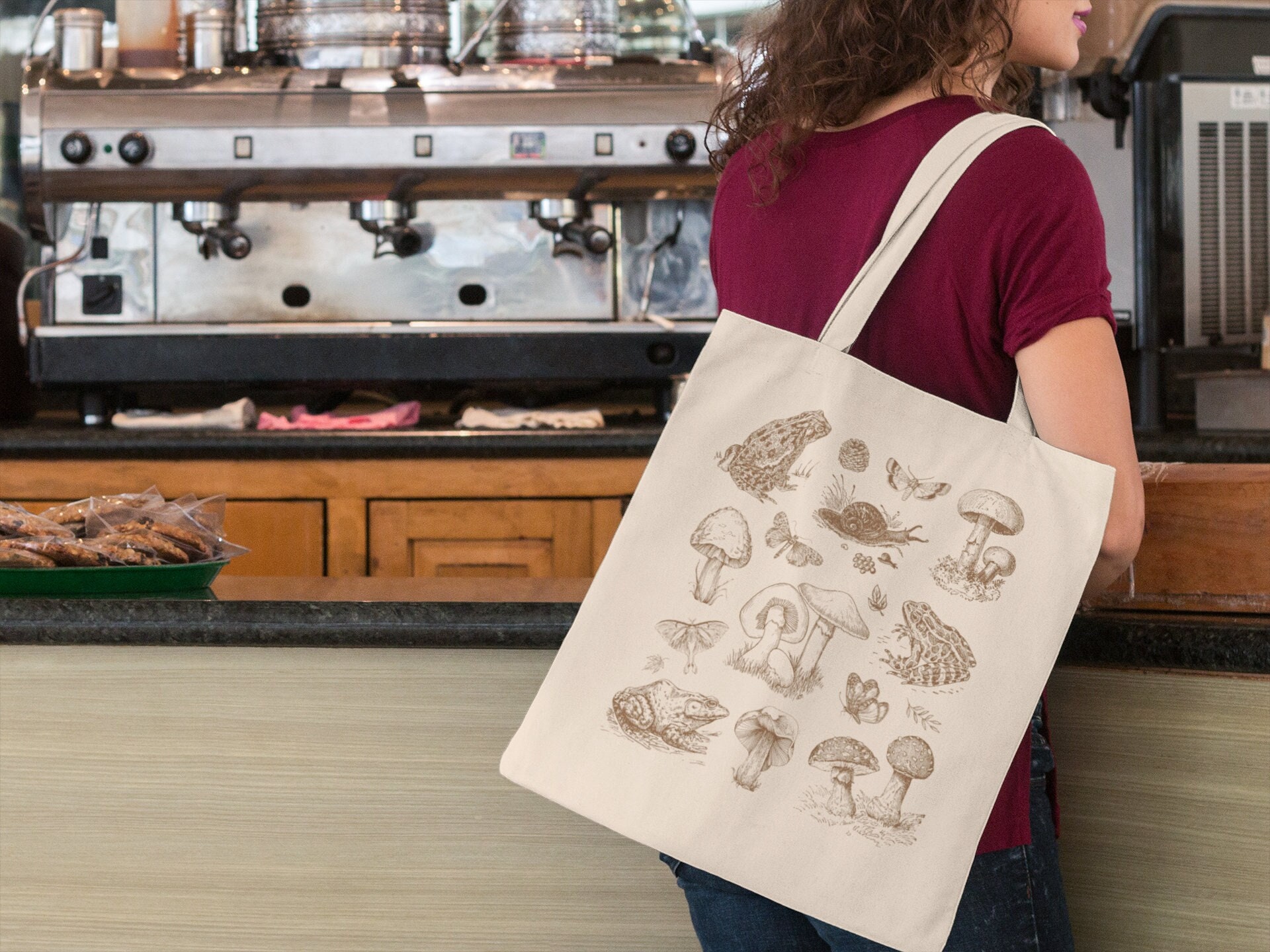 Frog Tote Bag Mushroom Bag Cottagecore Frog And Toad Tote Goblincore Mushroom Tote Bag Aesthetic Tote Bag Trendy Tote Bag Cute Shoulder Bag