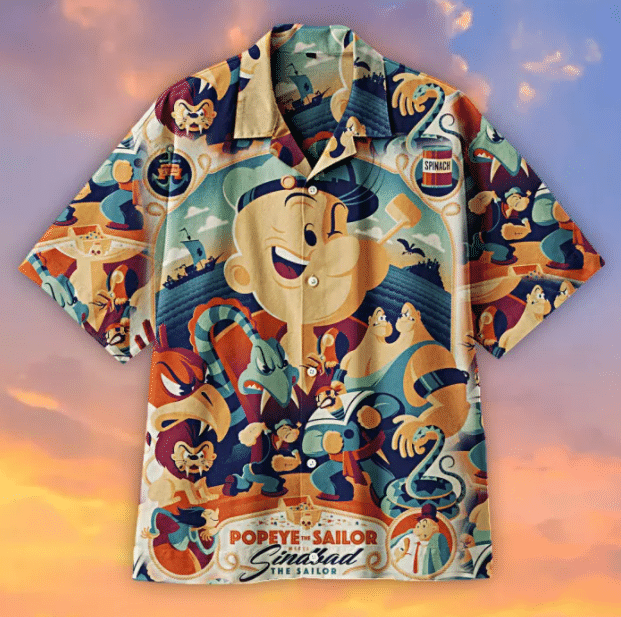 Popeye Anime For Man And Woman Print Short Sleeve Hawaiian Shirt G95