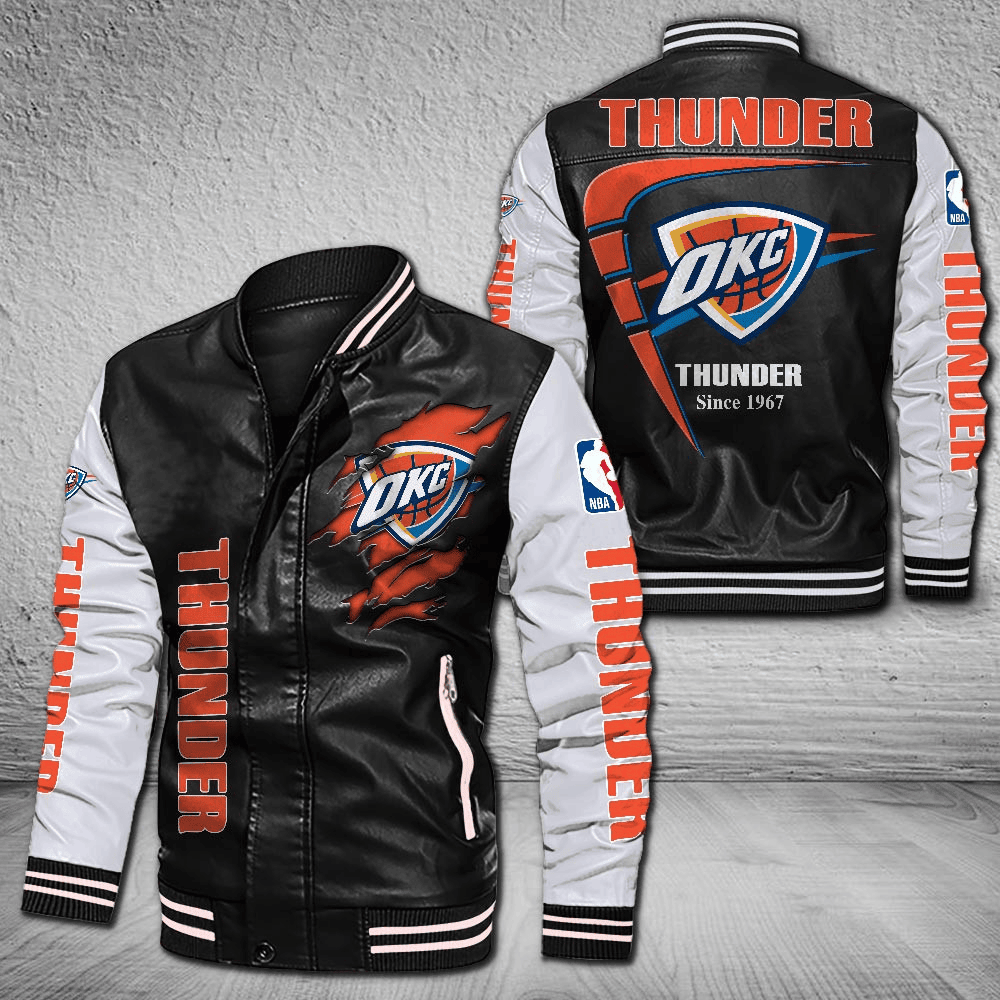 Oklahoma City Thunder Leather Varsity Jacket