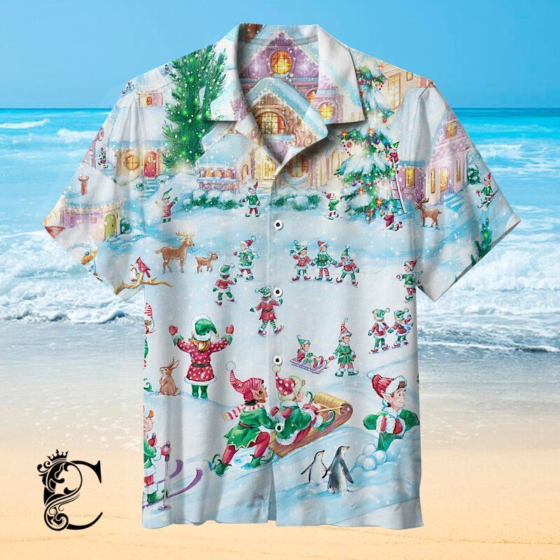 Christmas-Elf Village I L Hawaiian Shirt
