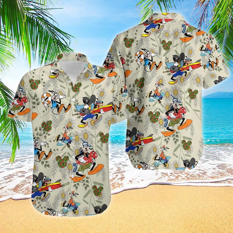 Animated Silly Dog 3D All Over Printed Hawaiian Shirt, Dog Surfing Shirt, Summer Vacation Shirt, Cute Dog Beach Shirt, Hawaii Shirt