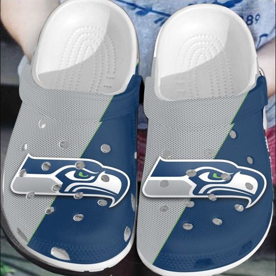 Seattle Seahawks Logo Crocss Classic Clogs Shoes In Gray Blue Ver835