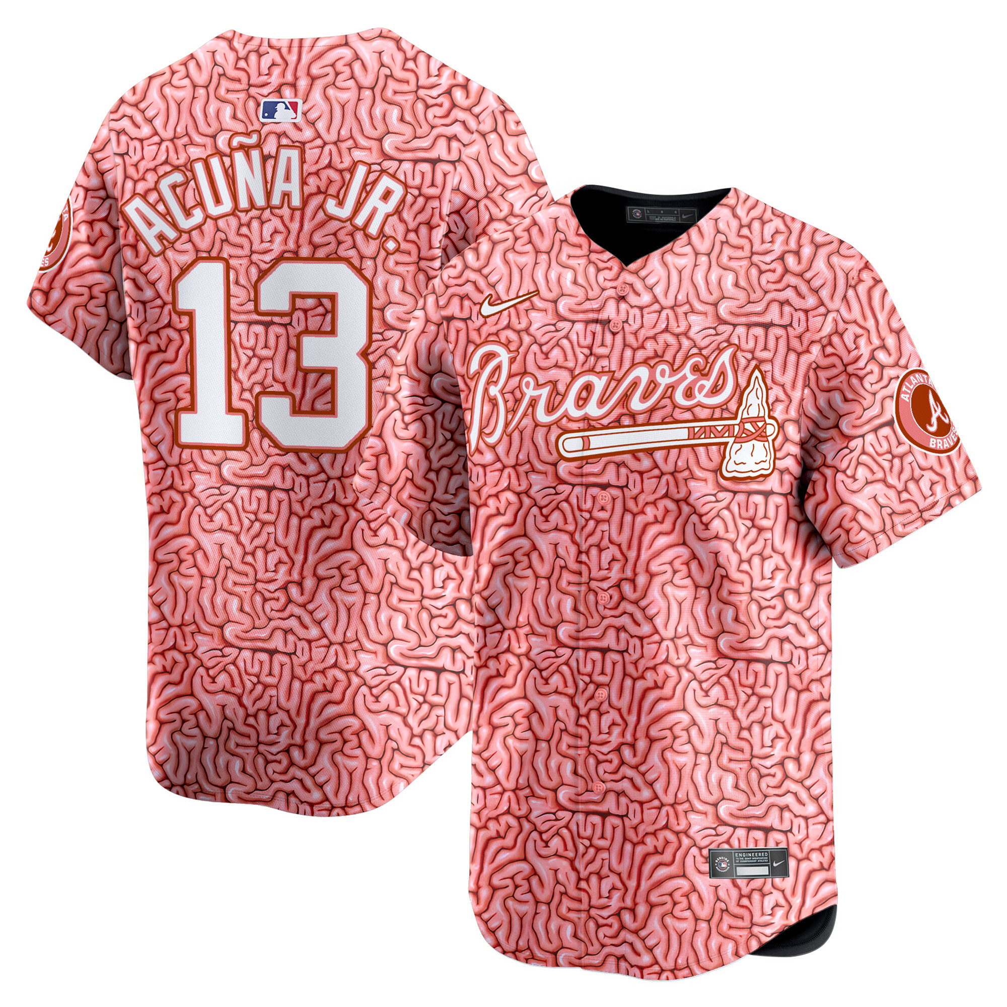 Braves Halloween Natural Pink Brains Vapor Premier Limited Jersey – Printed