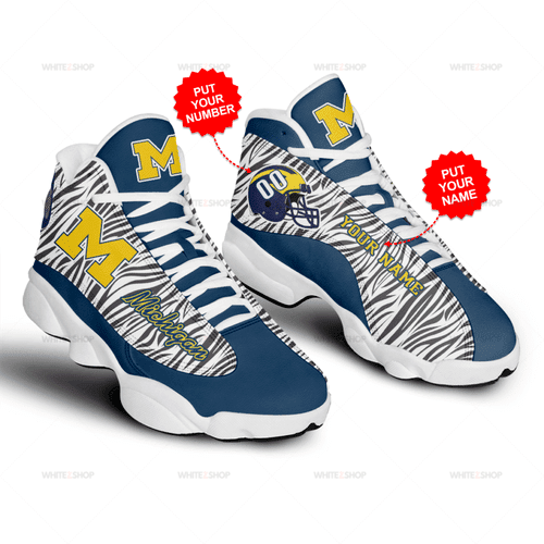 Michigan Wolverines Football Customized Shoes Air Jordan 13 Sneakers JD13 V415