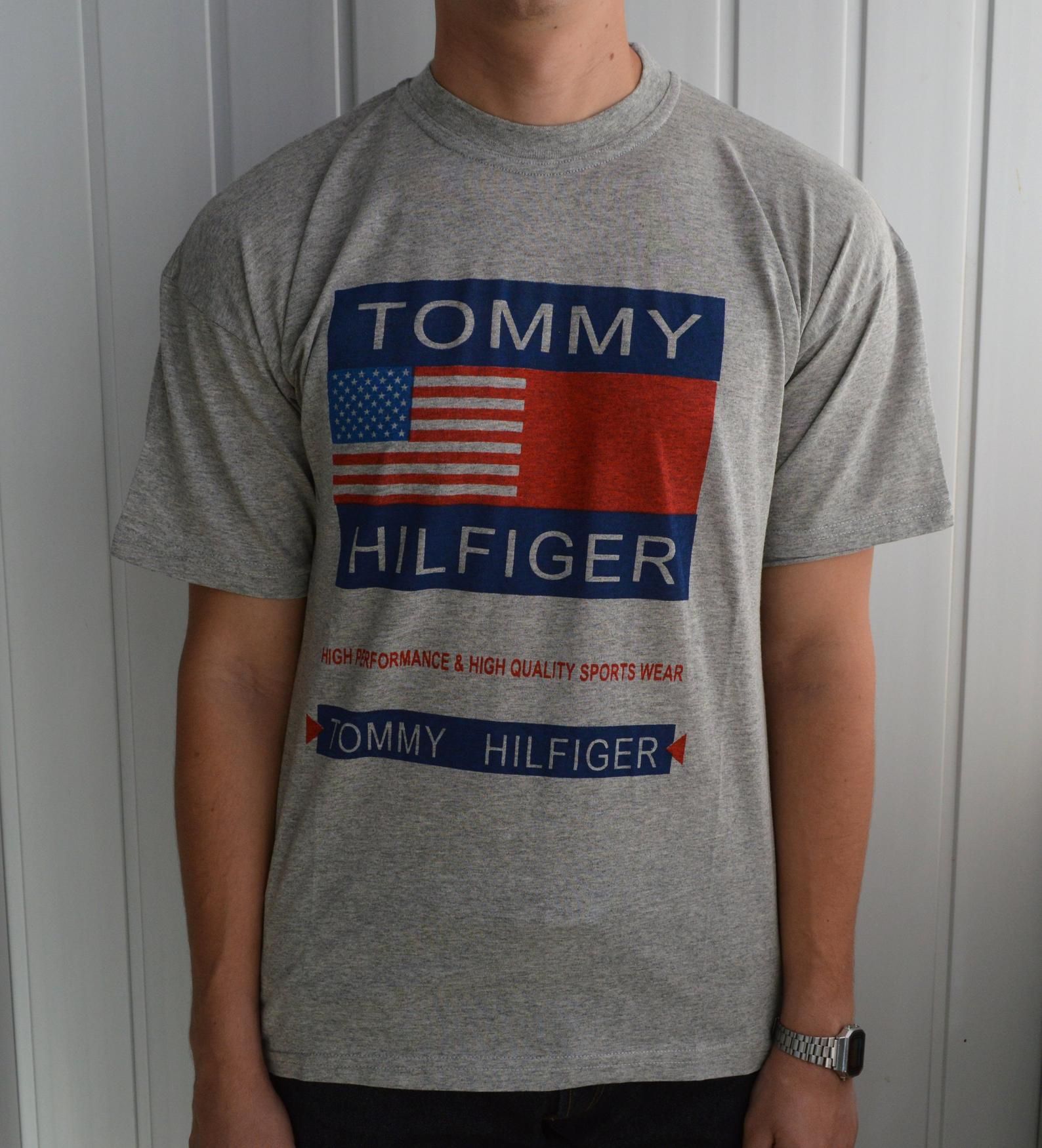 Vintage 90S Tommy Hilfiger Big Logo Usa Flag Deadstock T Shirt Tee