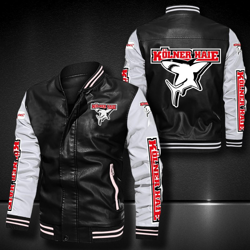 Kolner Haie Leather Varsity Jacket Bomber Coat