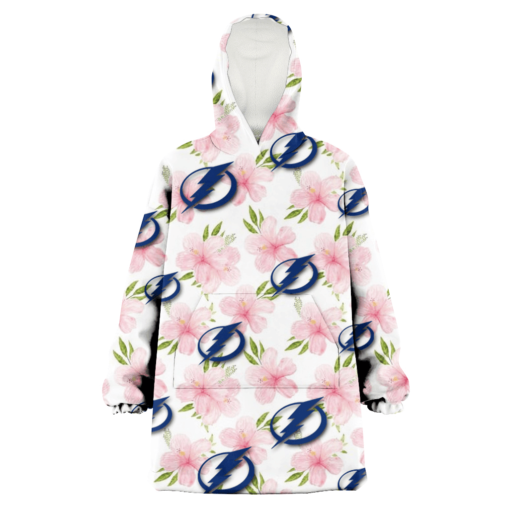 Tampa Bay Lightning Light Pink Hibiscus White Background 3D Printed Hoodie Blanket Snug Hoodie