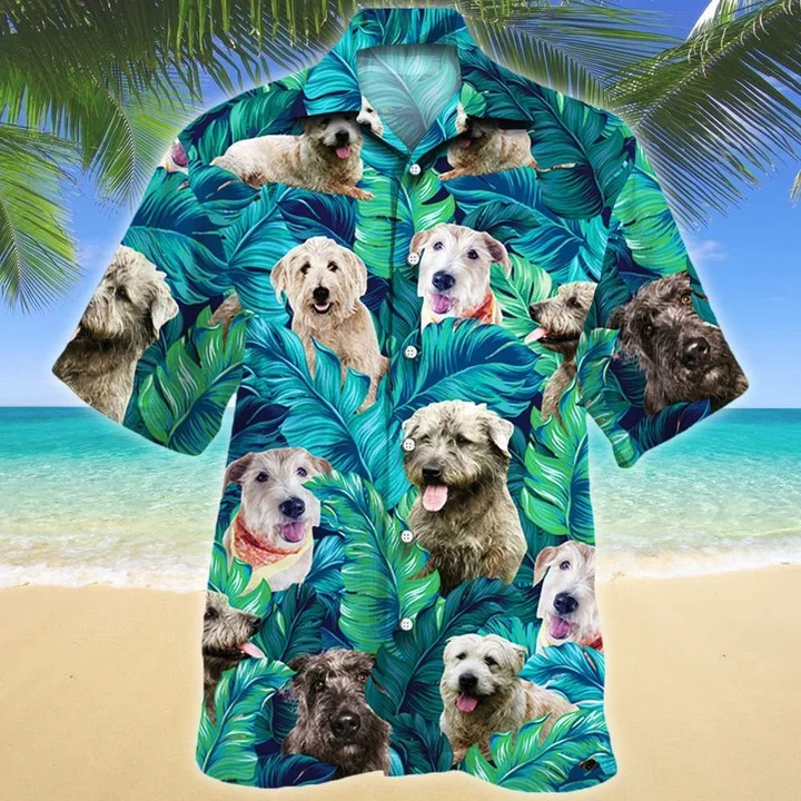 Glen Of Imaal Terrier Dog Lovers Blue And Green Leave Hawaiian Shirt