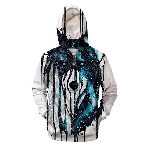 Dripping Galaxy Wolf Zip-up Hoodie