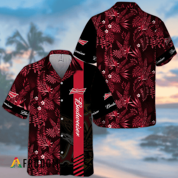 Midnight Tropical Foliage Budweiser Hawaiian Shirt