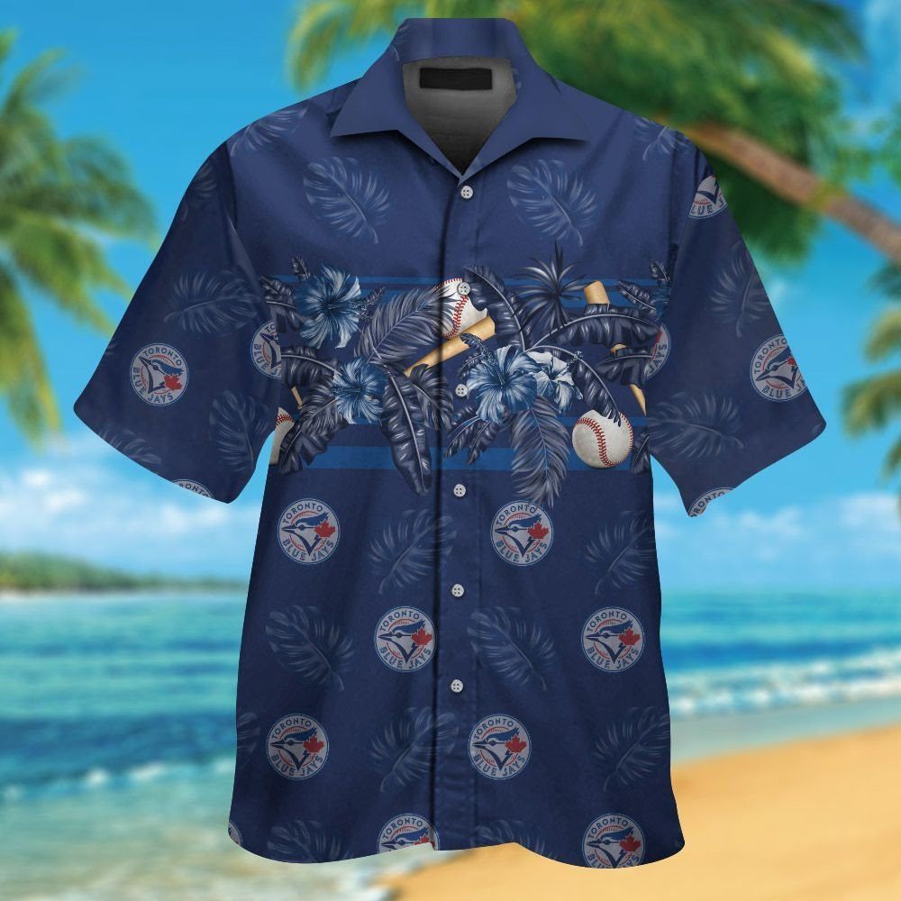 Toronto Blue Jays Short Sleeve Button Up Tropical Hawaiian Shirt Ver01