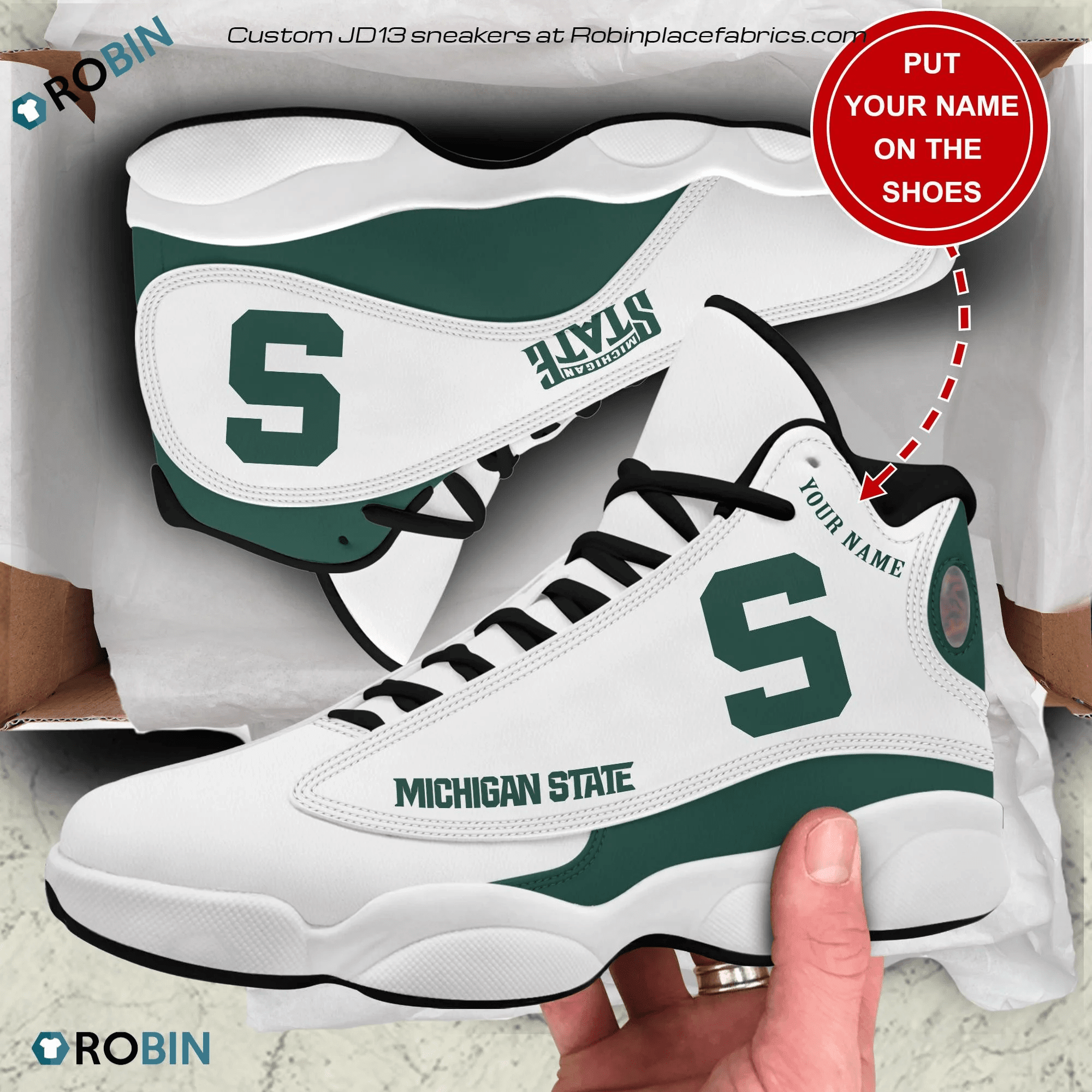 Personalized Michigan State Spartans Air Jordan 13 Sneakers JD13 V2595