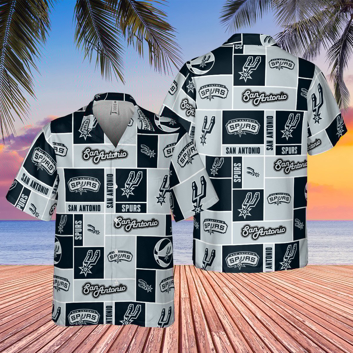 San Antonio Spurs Nba Basketball Logo Collection Pattern Hawaiian Shirt