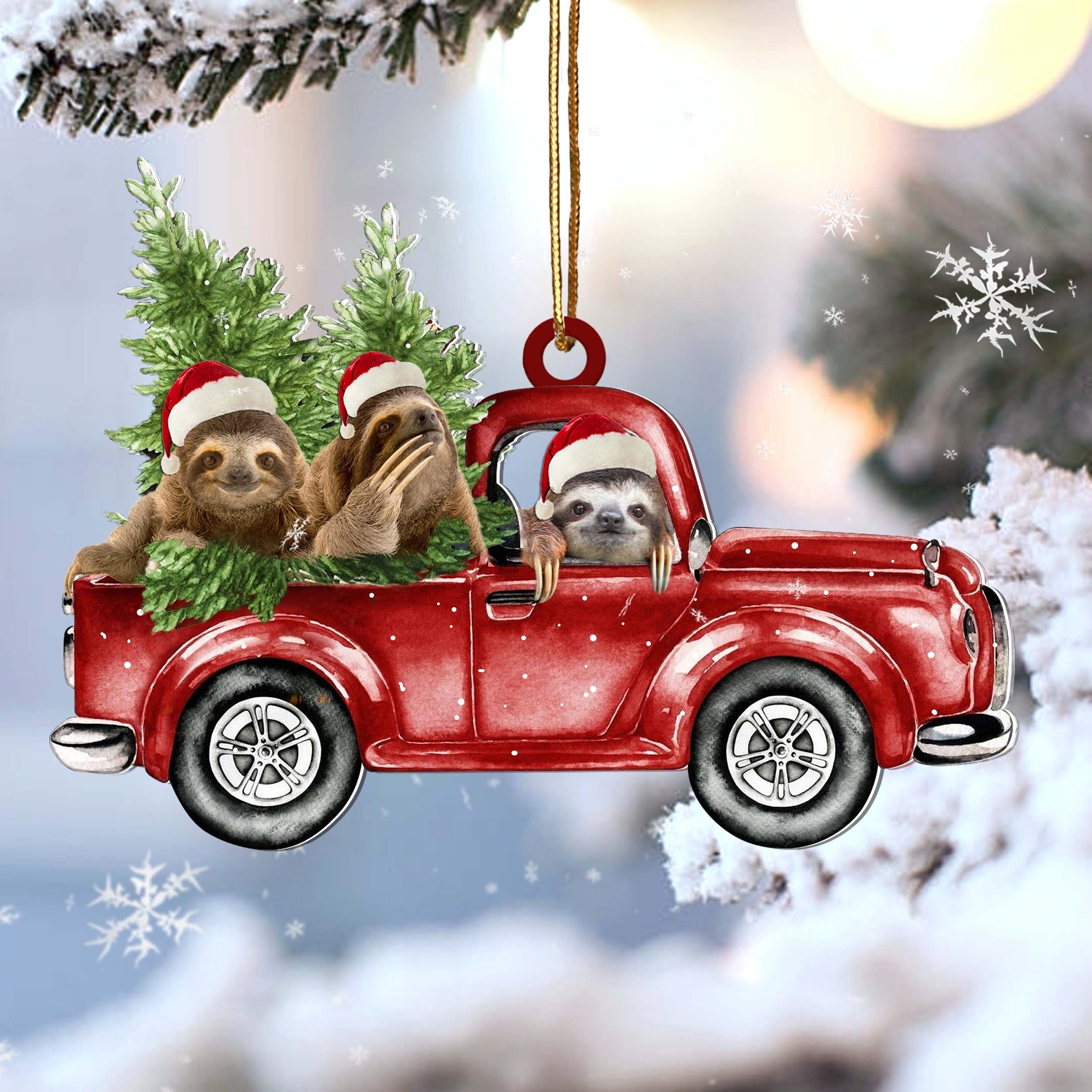 Sloth Red Car Gift For Sloth Lover Gift Animal Lover Ornament