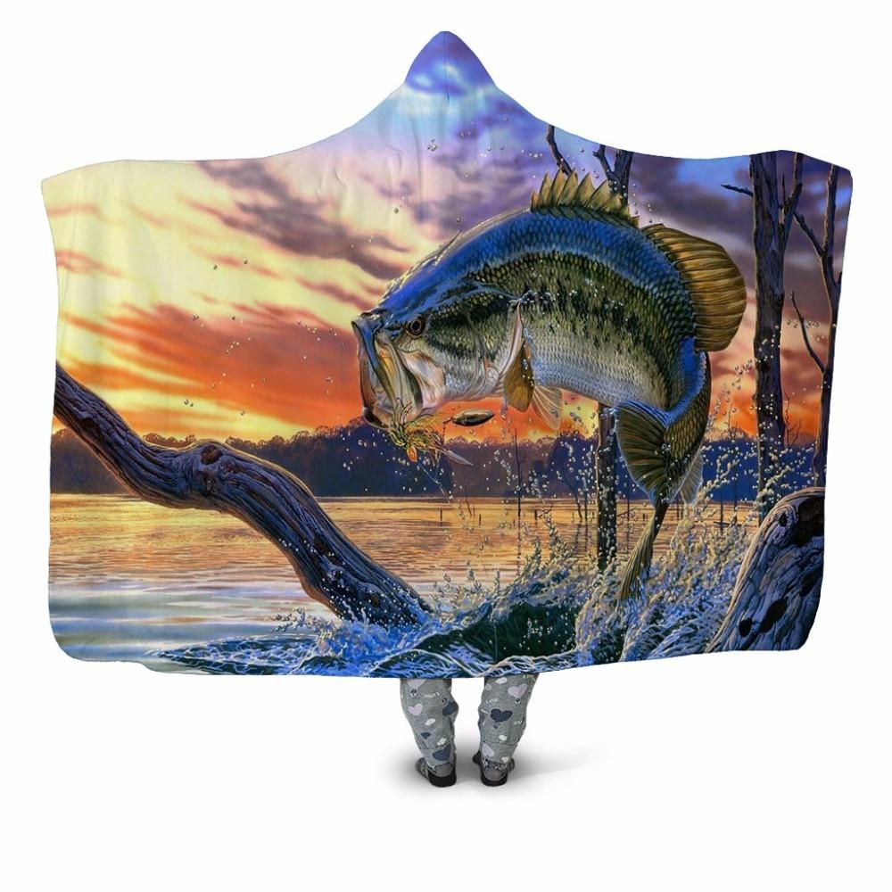 Jumping Fish at Sunset Blanket Hoodi …