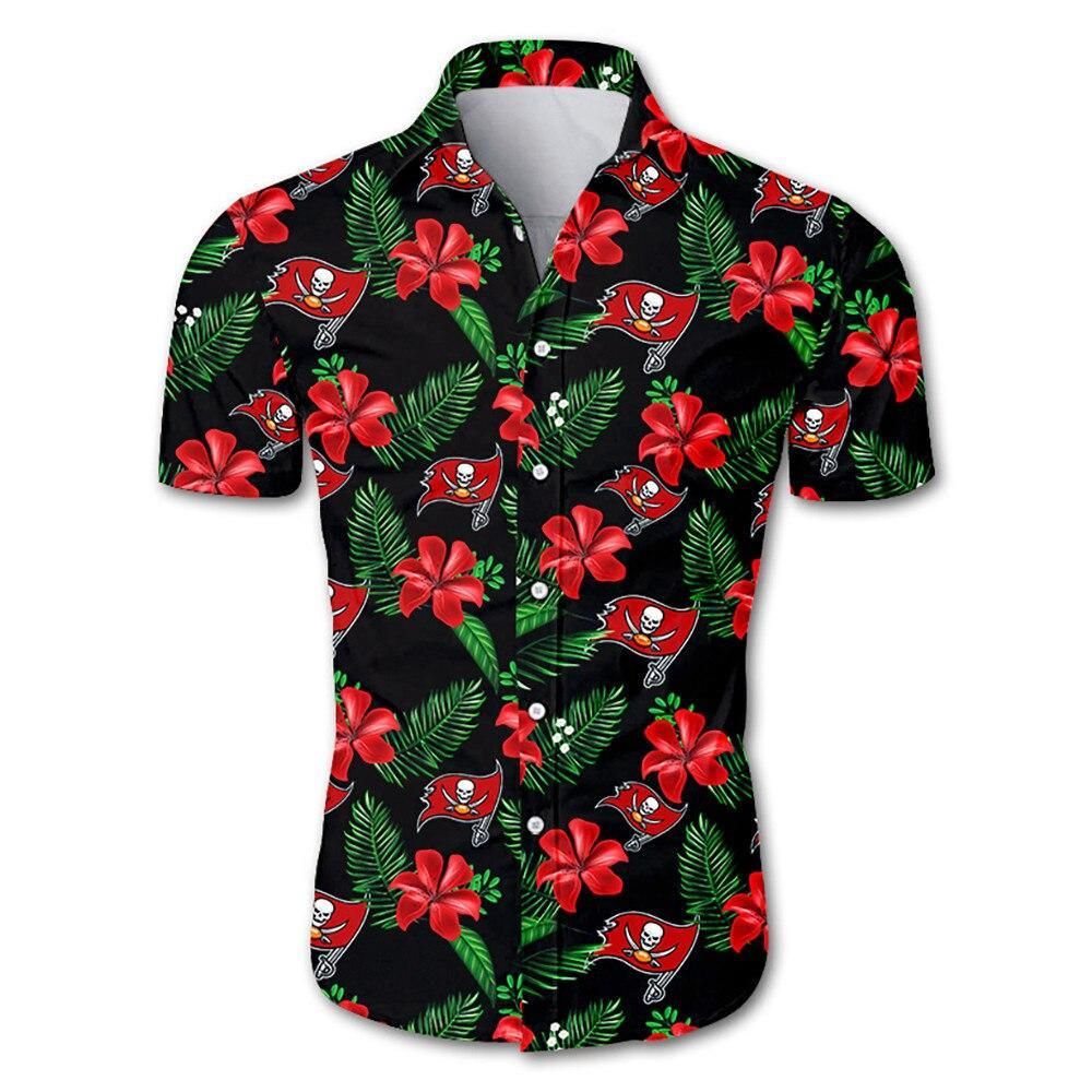 Tampa Bay Buccaneers Hawaiian Shirt Floral Button Up Slim Fit Body - Kittyband Fashion