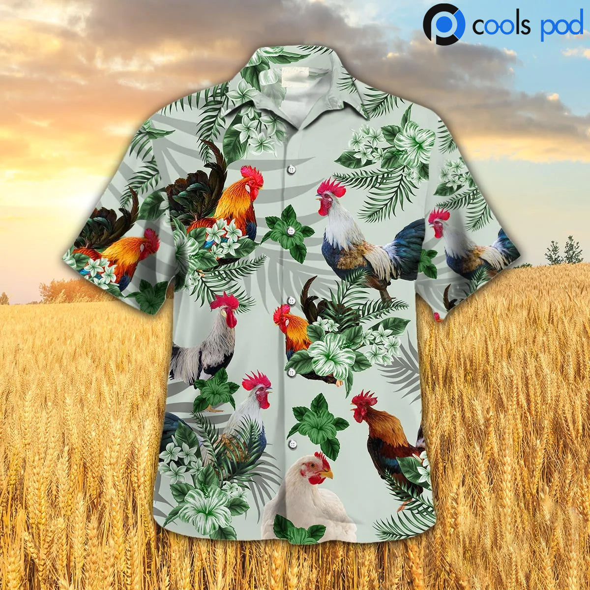 Chicken Hibiscus Hawaiian Shirt, Rooster Hawaiian Shirt, Cool Animal Farm Hawaii Shirt