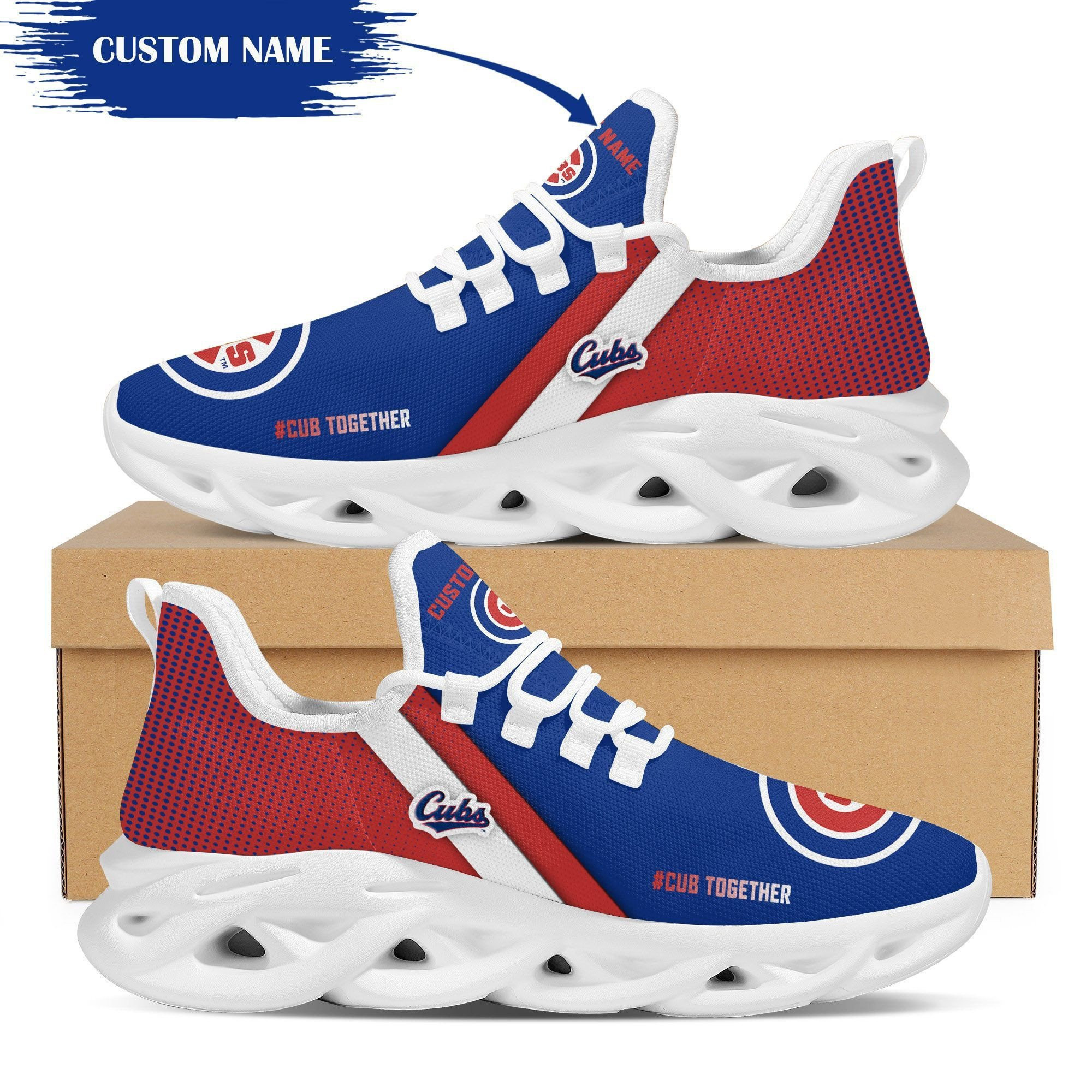 Custom Name Chicago Cubs Baseball Team Together Max Soul Clunky Shoes Sneakers