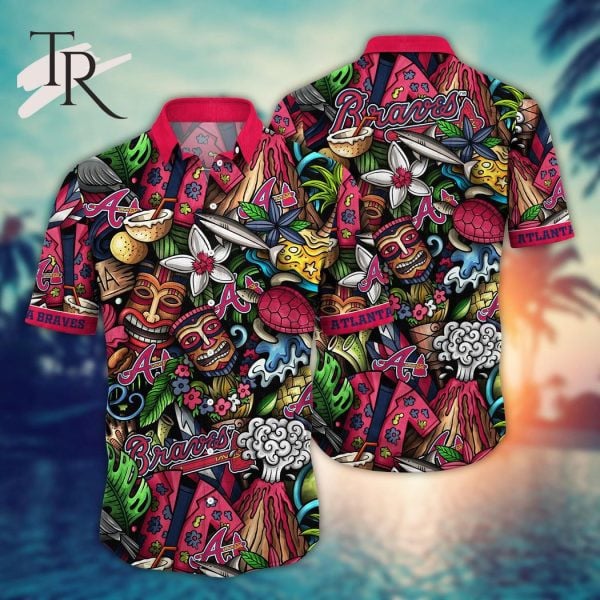 Atlanta Braves Mlb Team Logo And Name Tribal Pattern 3D Hawaiian Shirt