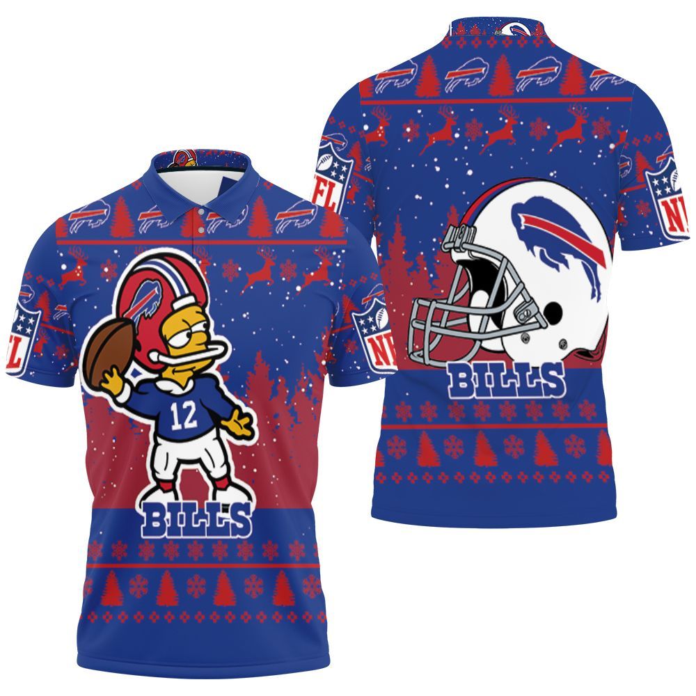 Buffalo Bills Number 12 The Simpsons Cartoon Art Style Polo Shirt