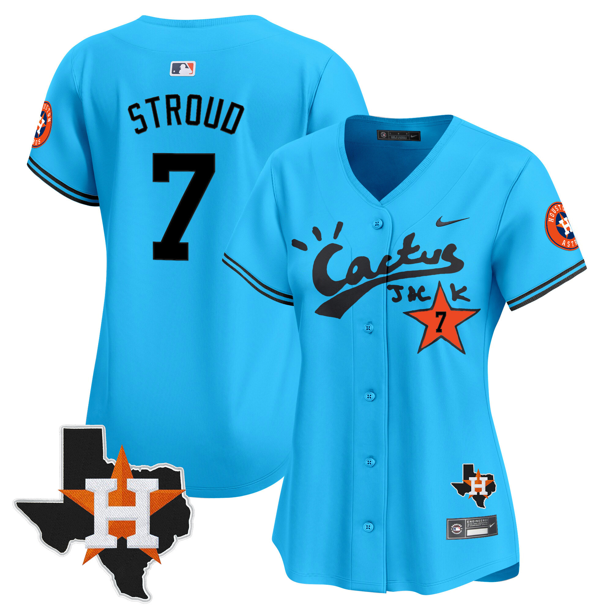 Women’S Houston Astros Cactus Jack Patch Vapor Premier Limited Jersey V11 – Stitched