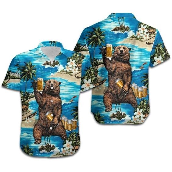 Bear Hawaiian Shirts, Bear And Beer Hawaii Aloha Beach Shirt, Gift To Bear Lovers