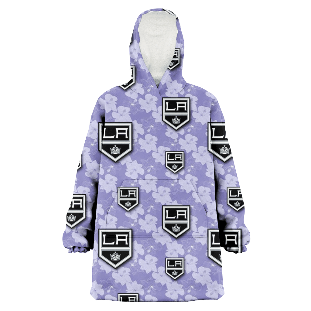 Los Angeles Kings Light Purple Hibiscus Pattern Stripe Powder Purple 3D Printed Hoodie Blanket Snug Hoodie